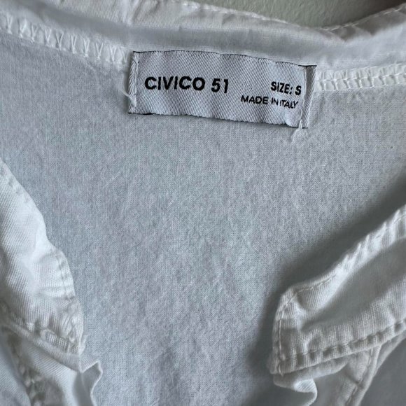 CÍVICO 51 White Long Sleeve Flared Eyelet‎ Cotton Boho Ladies Blouse, S - Picture 3 of 6